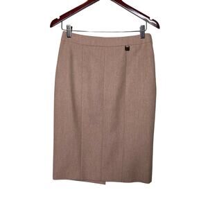 Salvatore Ferragamo cream wool angora pencil classic skirt sz 8